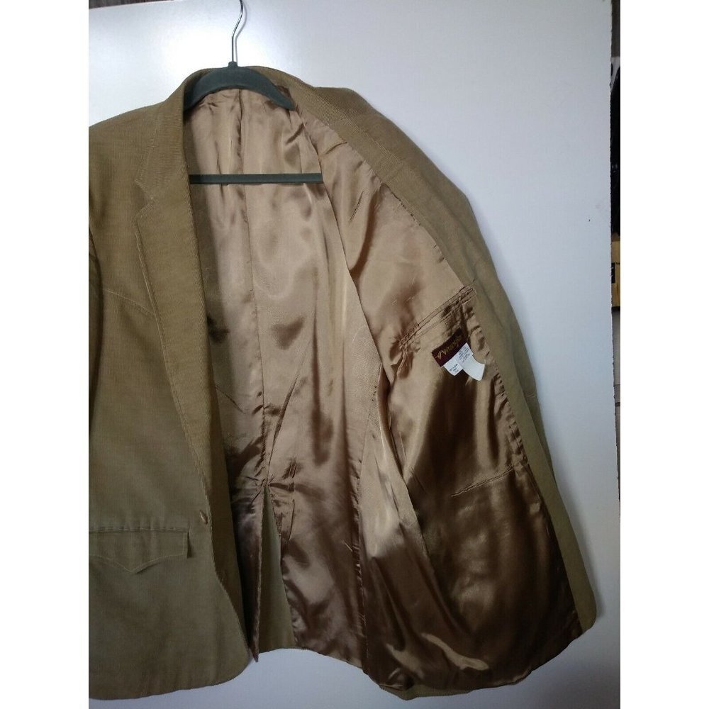 Wrangler Corduroy Blazer Jacket Mens 46r Camel Be… - image 3